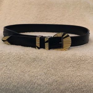 GENUINE ALLIGATOR BELT w/HAND STONE BUCKLE&TRIM